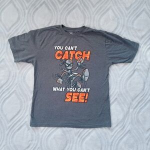 Graphic Tee "You Can't Catch What You Can't See" - Charcoal with Orange Print